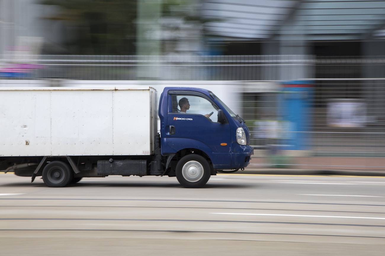 Delivery van in motion on a Greater Toronto Area street